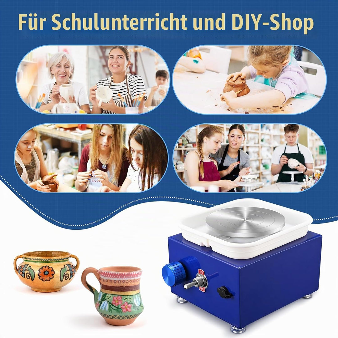 Mini Töpferscheibe, Couleeur 2000RPM 10/6.5CM Einstellbare Geschwindigkeit Metall-Drehteller Töpfers