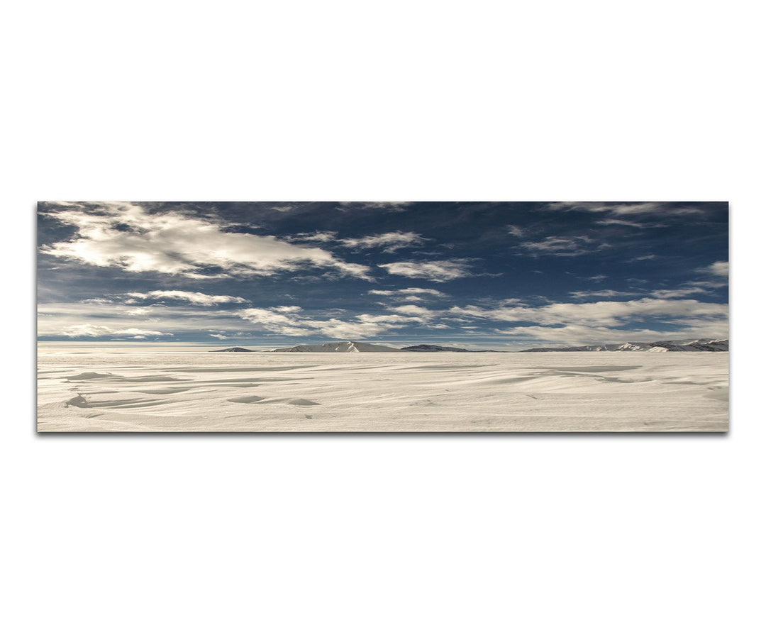 Paul Sinus Art Panoramabild auf Leinwand und Keilrahmen 120x40cm Winterlandschaft Schnee Berge Wolke