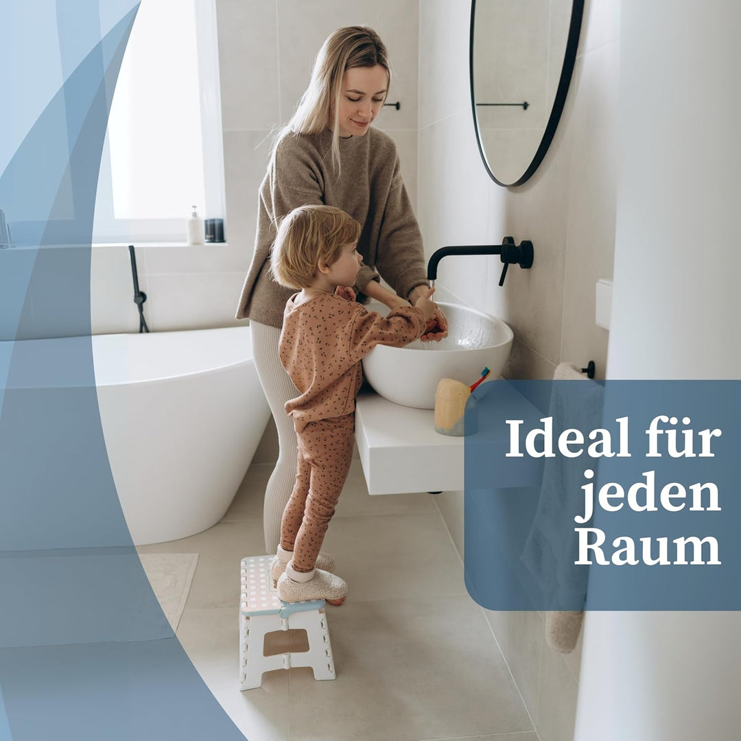 BISOO Tritthocker Kinder 22 cm - Klapphocker Faltbar 120Kg für Bad & Küche - Hocker Klappbar für Kin