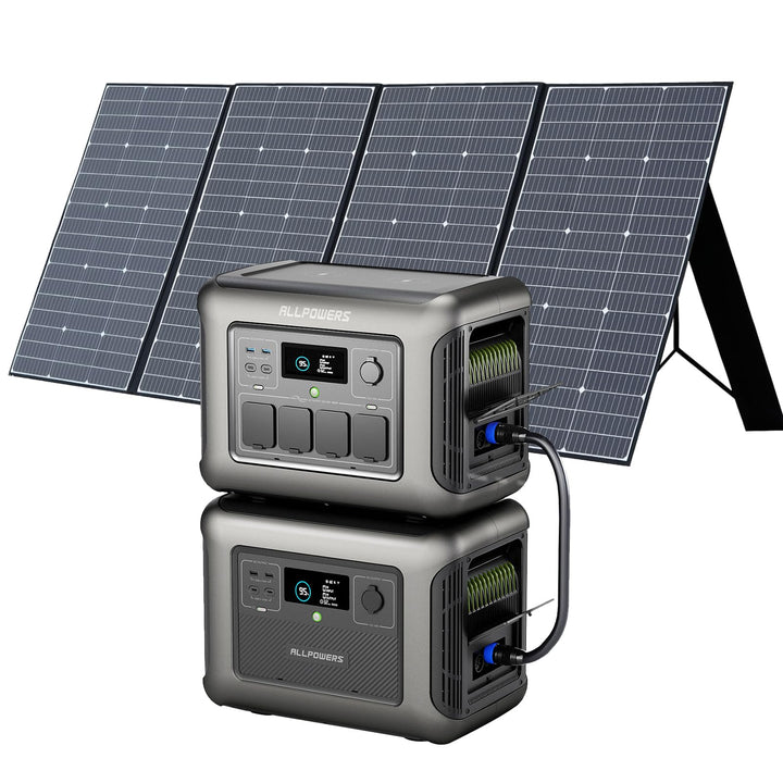 ALLPOWERS Tragbare Powerstation R1500 mit Zusatzakku B1000 mit SP037 400W Solarpanel, Kapazität von
