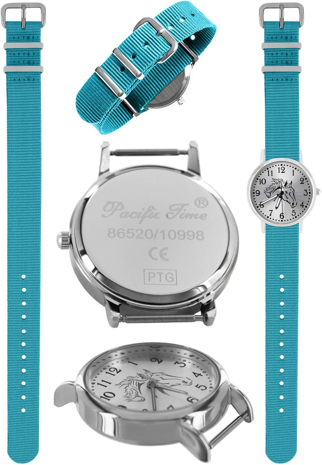 Pacific Time Kinder Uhr analog Quarz mit Textilarmband 10408