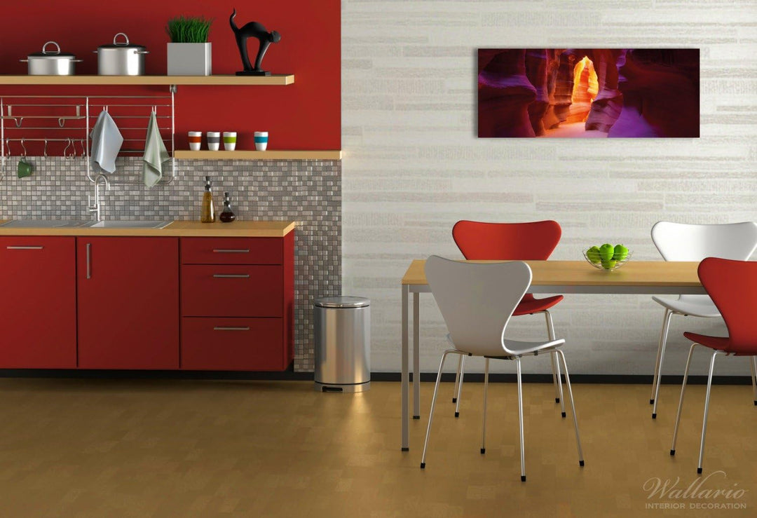 Wallario Glasbild Felsschlucht in Arizona USA - orange und violett - 50 x 125 cm Wandbilder Glas in