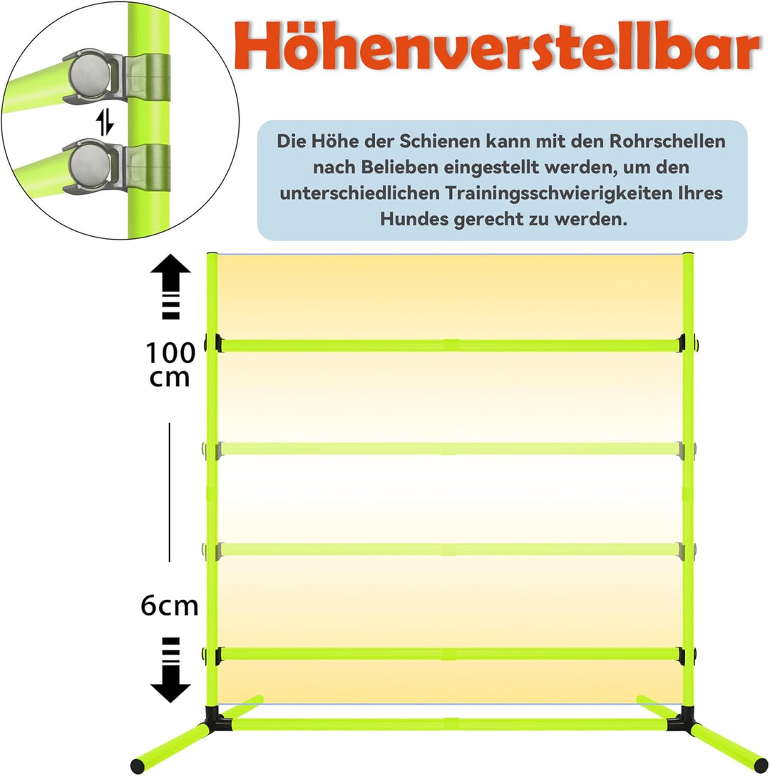 Agility Set Hunde Hürdenset Slalom Stangen Agility Ausrüstung für Hundetraining mit 4 x Hürden Höhen