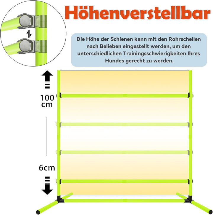 Agility Set Hunde Hürdenset Slalom Stangen Agility Ausrüstung für Hundetraining mit 4 x Hürden Höhen