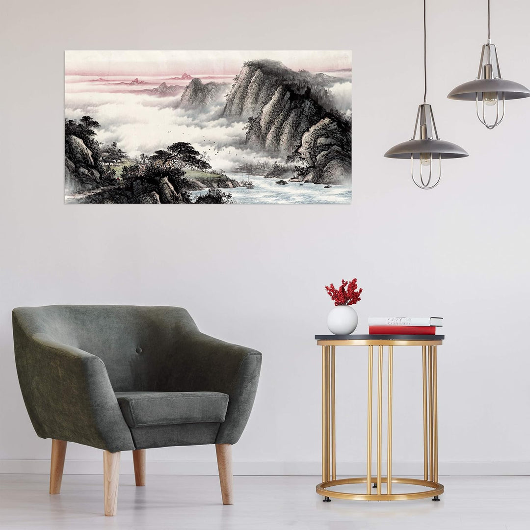 Relaxdays Beistelltisch MARMO, Metall & MDF, runder Sofatisch, schwarz/Gold | für Wohnzimmer, Marmor