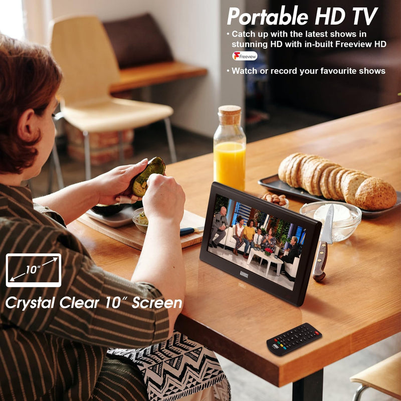 August DA100D – 10” Tragbarer HD TV DVB-T2 MPEG4 H.264/H.265/HEVC – LCD Fernseher mit PVR & Multimed