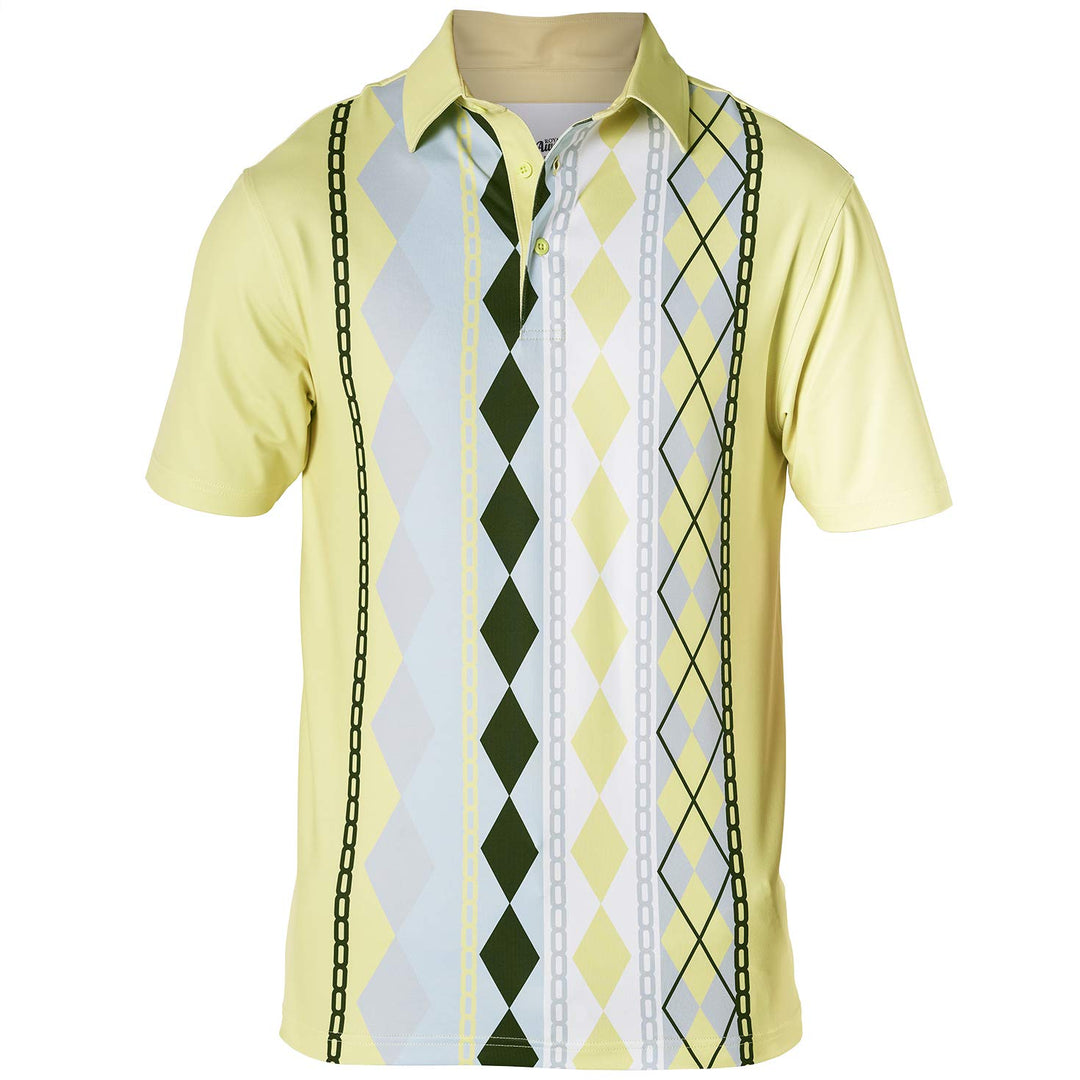 Royal &amp; Awesome Herren Gemusterte Golf-Polo-Shirts Gemusterte Golf-Polo-Shirts S Gelb, S Gelb