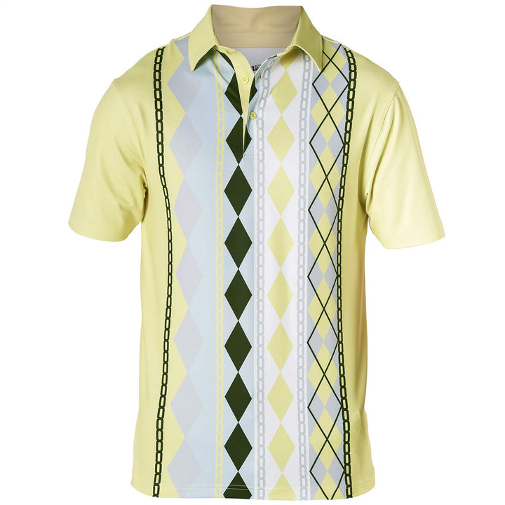 Royal &amp; Awesome Herren Gemusterte Golf-Polo-Shirts Gemusterte Golf-Polo-Shirts S Gelb, S Gelb