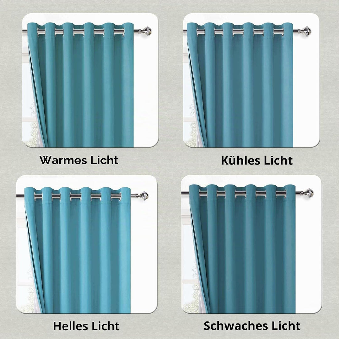 XWZO 100% Blickdicht Vorhänge, Doppellagige Dicker Verdunklungsvorhänge mit Ösen, Schallschutz Therm