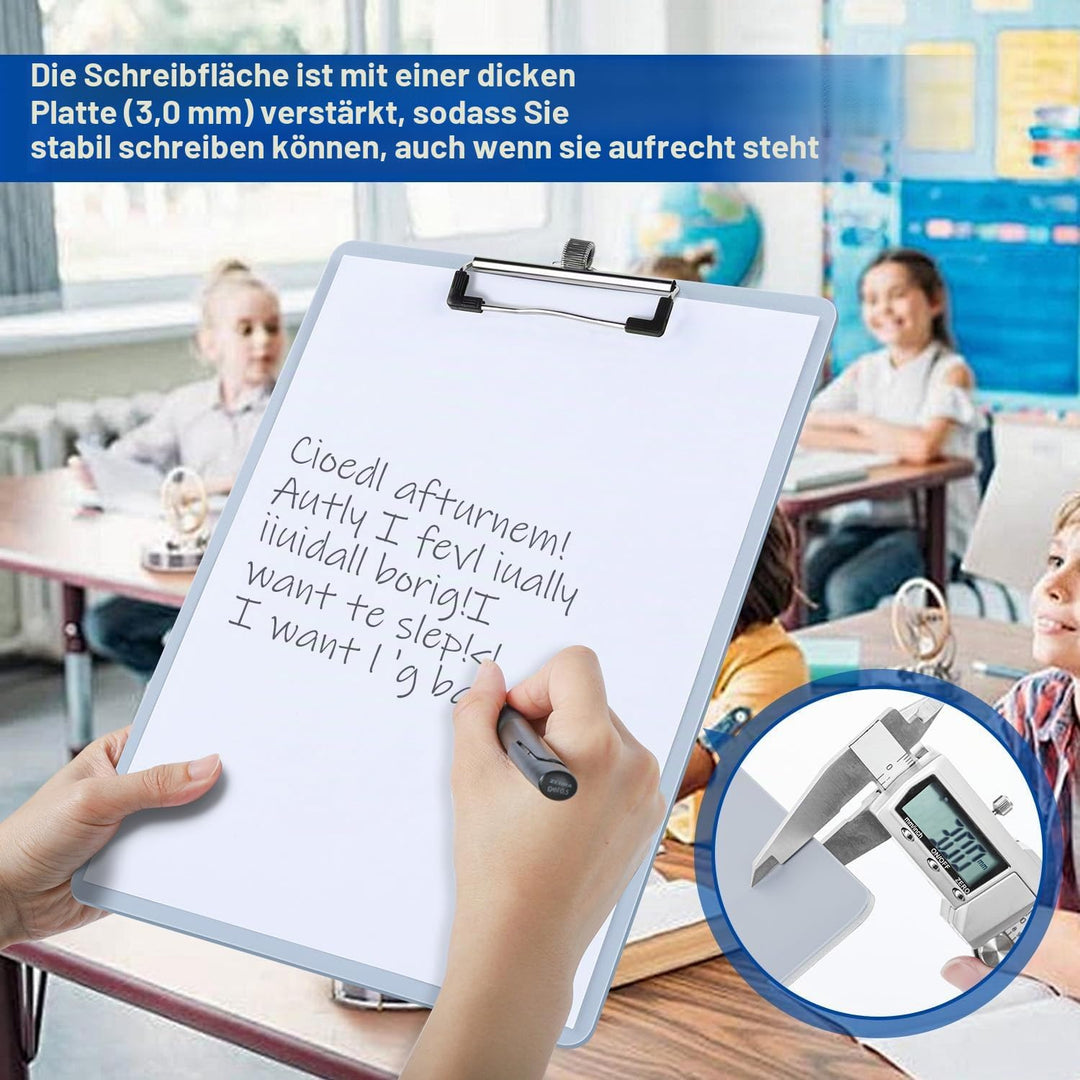 Klemmbrett A4 mit Stifthalter, 10 Stück Clipboard Kunststoff Eindicken mit Bügelklemme, Einschiebbar