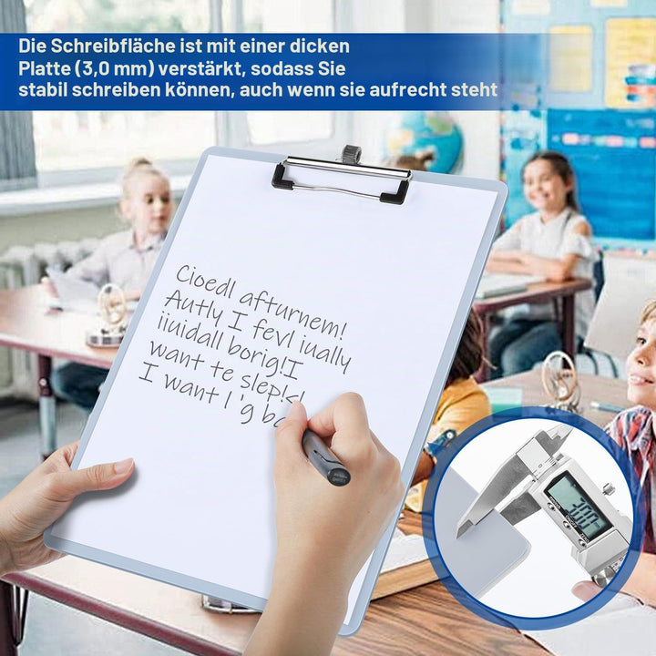 Klemmbrett A4 mit Stifthalter, 10 Stück Clipboard Kunststoff Eindicken mit Bügelklemme, Einschiebbar