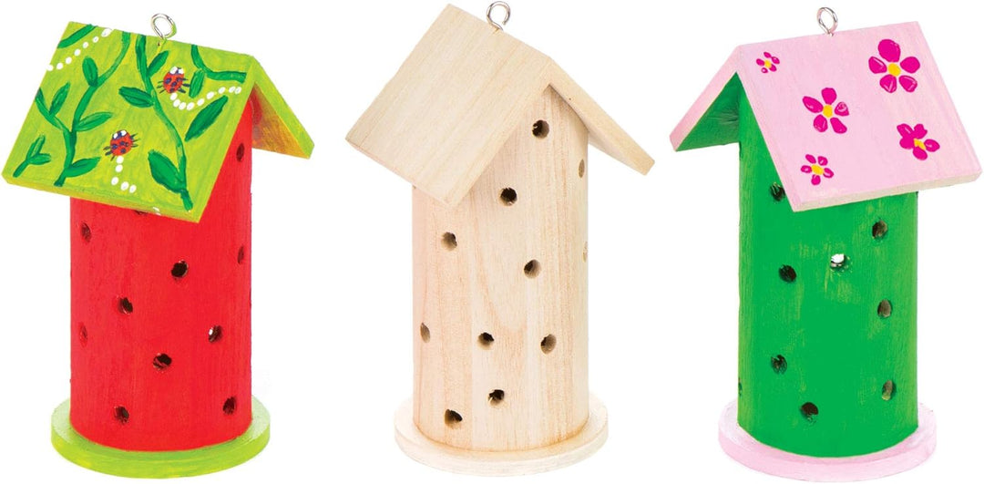 Baker Ross AV954 Marienkäfer-Häuschen aus Holz für Kinder zum Basteln und Gestalten (2 Stück), 13cmx