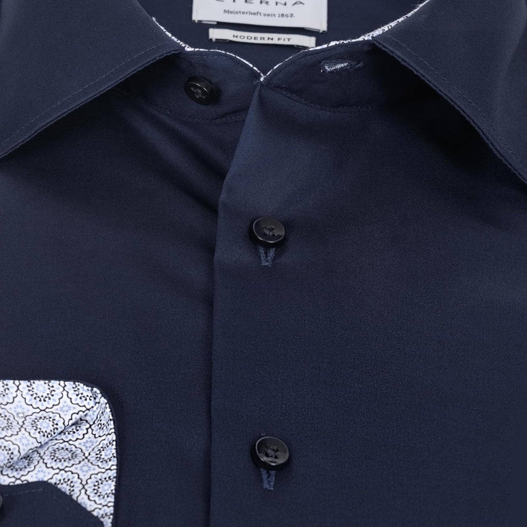 ETERNA Hemd Langarm | Comfort Fit | Bügelfrei, Knitterfrei | 100 % Baumwolle 41 Dunkelblau(-19-), 41