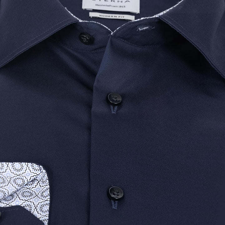 ETERNA Hemd Langarm | Comfort Fit | Bügelfrei, Knitterfrei | 100 % Baumwolle 41 Dunkelblau(-19-), 41