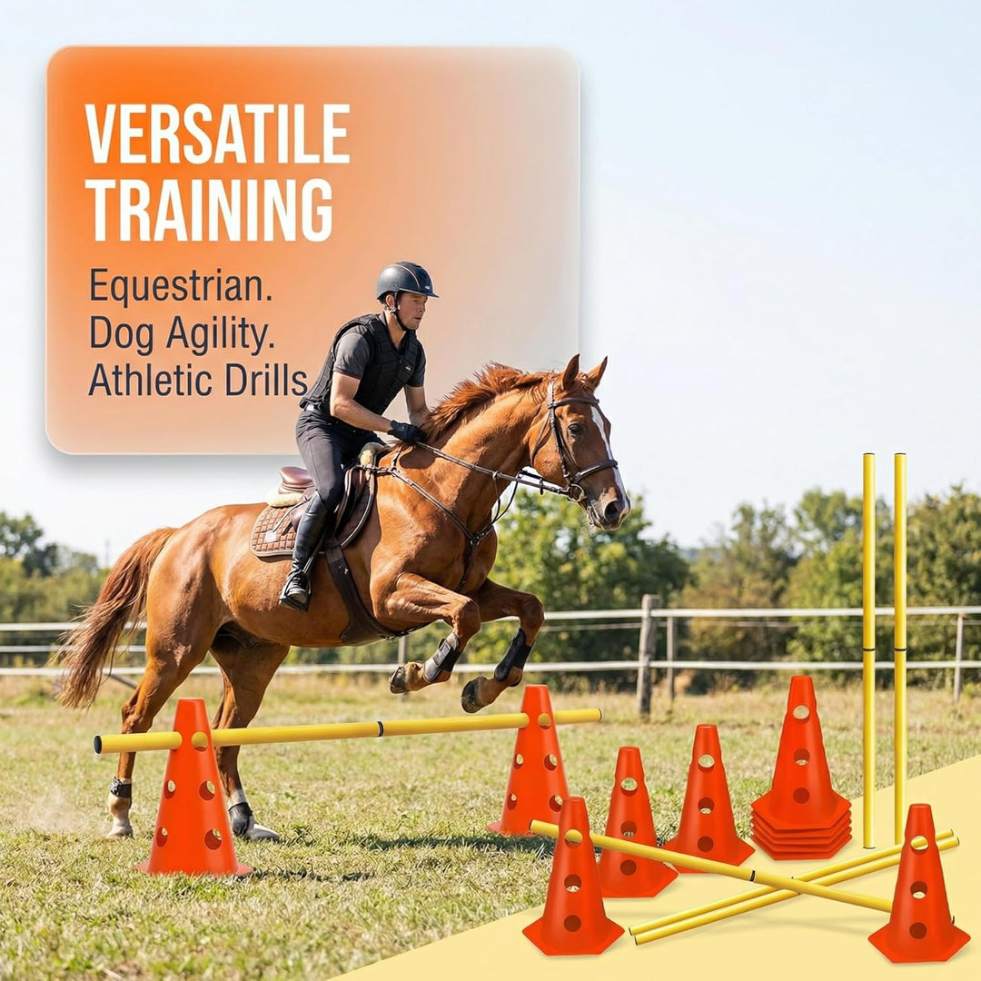 5er Sports Steckhürdenset Cavaletti Agility Set Hunde Hürden Steckhürdenset 10 Kegel 23cm + 5 Stange
