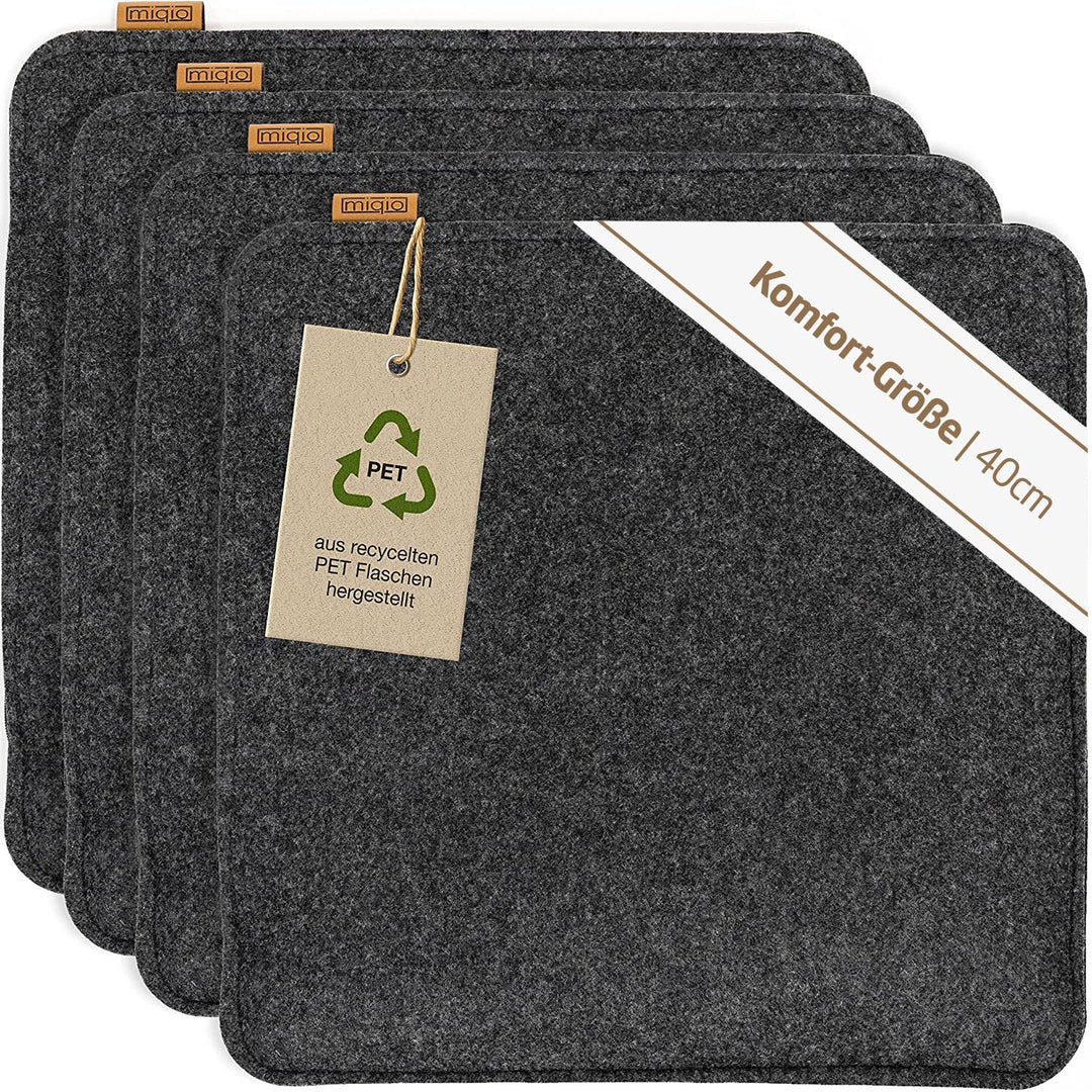 Miqio Design Sitzkissen Rechteckig aus Filz mit Antirutschnoppen | Nachhaltig aus recycelten PET Fla