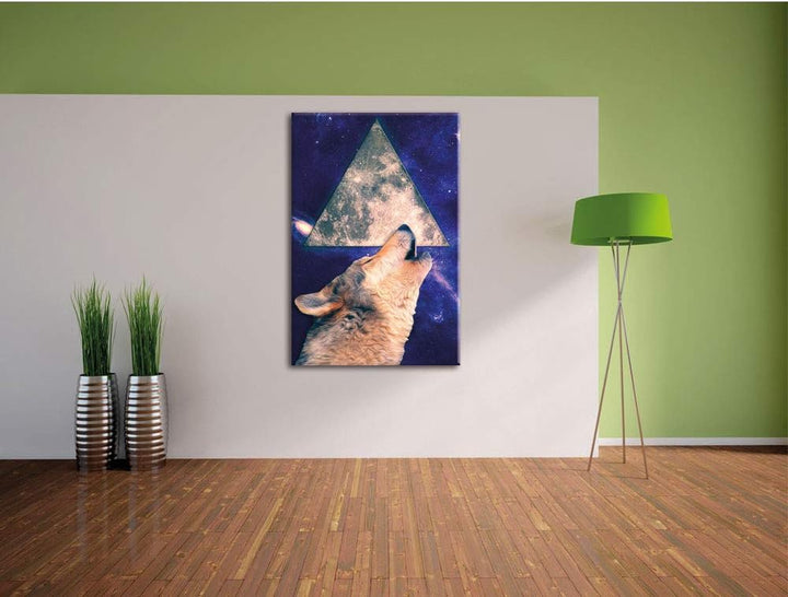 Howling Leinwandbild Bild auf Leinwand, XXL riesige Bilder fertig gerahmt mit Keilrahmen, Kunstdruck