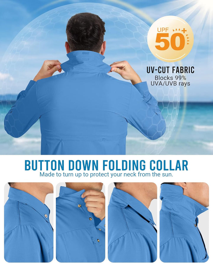 Outdoor Ventures Hemd Herren Safari UPF50+ UV Schutz Langarm Wanderhemd Outdoorhemd Funktionshemd At