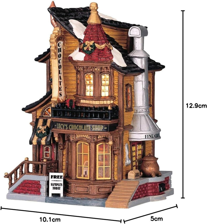 Lemax Lucys Chocolate Shop - Beleuchtetes Schokoladengeschäft - 13,50cmx18cmx10,40cm - Batteriebetri