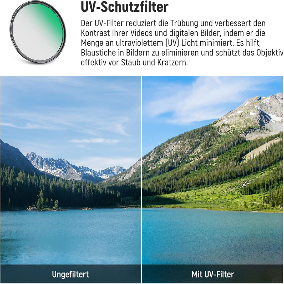 NEEWER 62mm CPL UV Filter Set, Zirkular Polfilter(Polarisationsfilter)/UV Schutz Objektivfilter Set