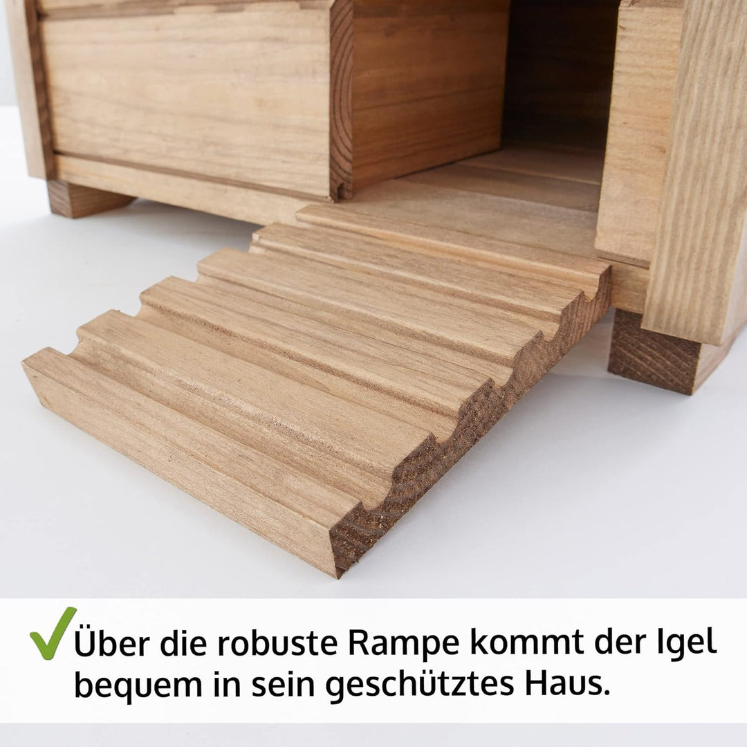 Hecht zooprinz winterfestes Igelhaus mit Boden und wetterfestem Dach - Igelfutterhaus - Igelhaus - G