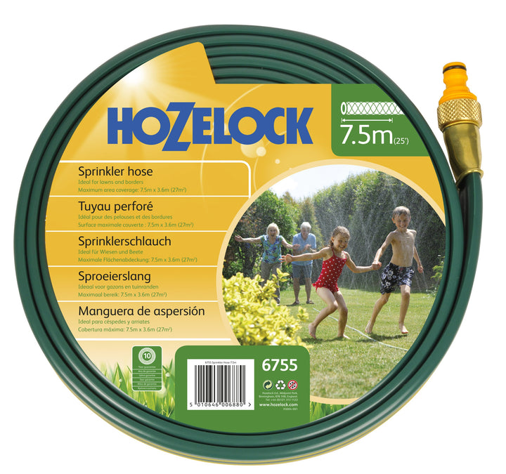 Hozelock Garten Schlauch Sprinkler-Schlauch 7,5 Meter und Grundaussattung, Bewässerungsfläche, Mehrf