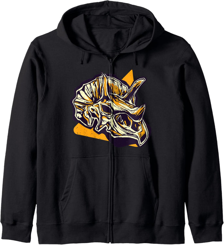 Triceratops Schädel Illustration l Cooles Dinosaurier Fossil Kapuzenjacke
