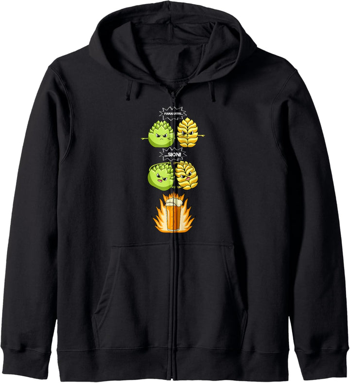 Beer Fusion Gerste Malt und Hopfen Lustiges Bier Trinken Kapuzenjacke