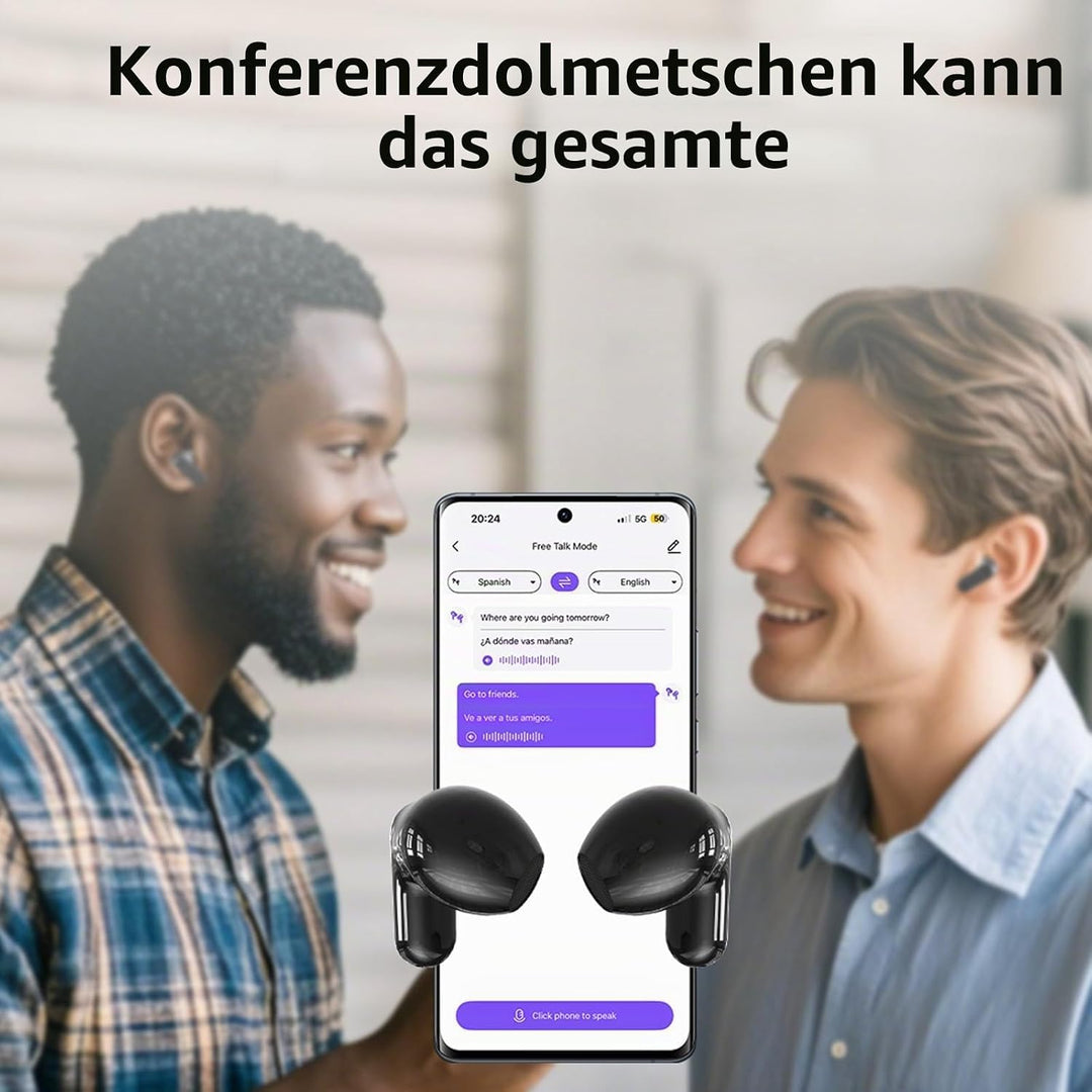 2025 NEUE NE20 AI-Übersetzer-Ohrhörer Echtzeit, 3-in-1 Bluetooth 6.0 Übersetzer-Kopfhörer mit 6 Über