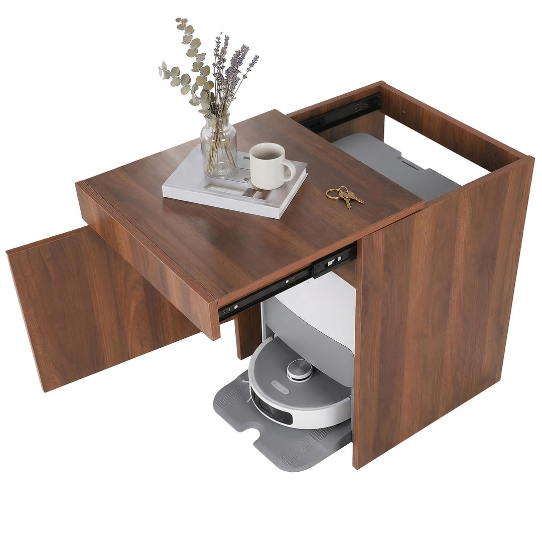 Robot Vacuum Storage Cabinet with Doors Robot Vacuum Cabinet with Pull-Out Top Wood Freestanding Rac