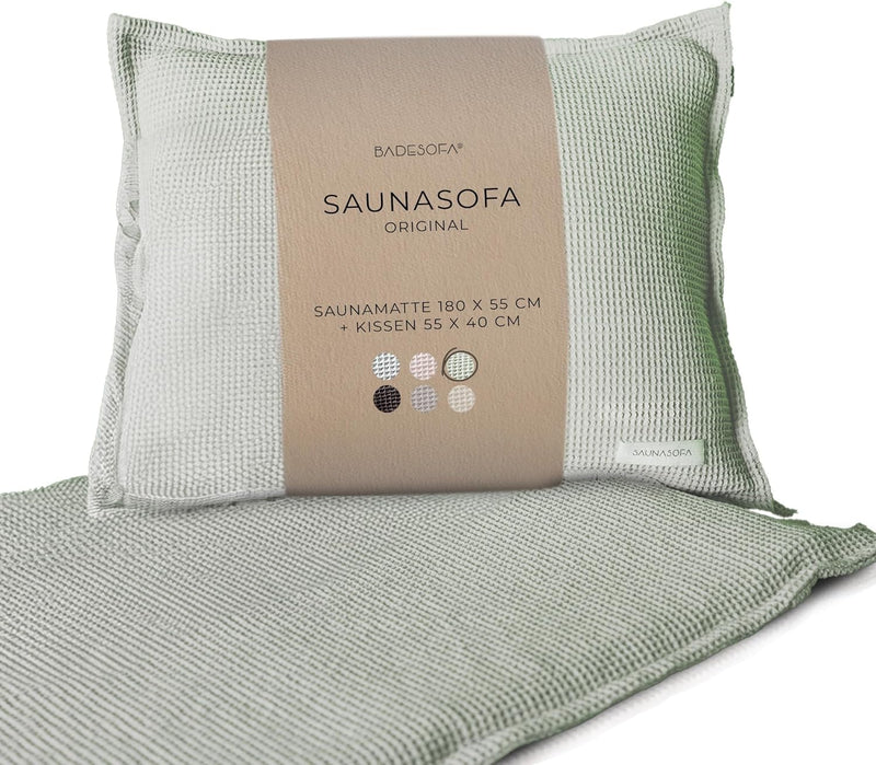 SAUNASOFA® von BADESOFA® | Extra bequeme Sauna-Matte mit Kissen | Einfacher Transport dank Tragegurt