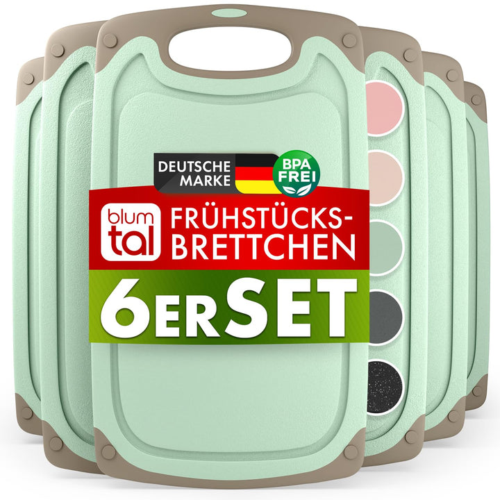 Blumtal Frühstücksbrettchen Kunststoff 25x15 cm im 6er Set - Brettchen spülmaschinenfest - Frühstück