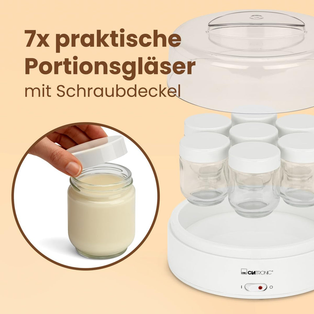 Clatronic Joghurtmaschine/Joghurtbereiter/Joghurt-Maker JM 3344 für (greek) Yoghurt, Frischkäse & Qu