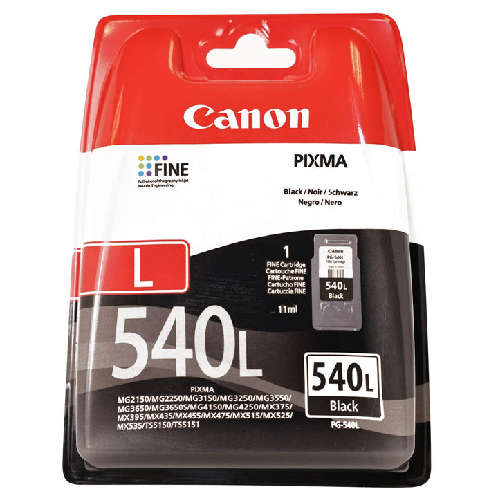 Canon PG-540L Black Ink Cartridge - 5224B010 Plastik (veraltet) mit Sicherheitsetikett, Plastik (ver