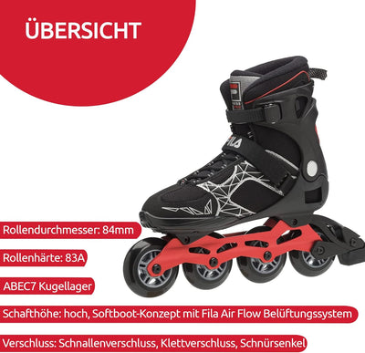 FILA Herren Legacy Pro 84 Inline Skate 45 BLACK/RED, 45 BLACK/RED