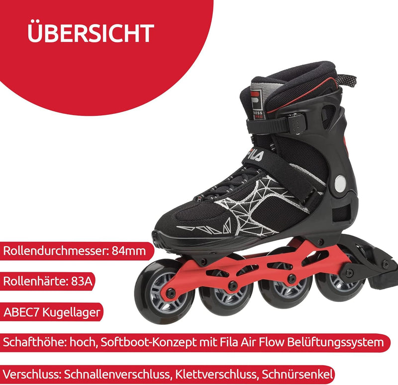 FILA Herren Legacy Pro 84 Inline Skate 45 BLACK/RED, 45 BLACK/RED