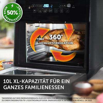 Breville Halo-Heissluftfritteuse mit Grillfunktion | digitale XXL-Heissluftfritteuse | 10 l | Fritti