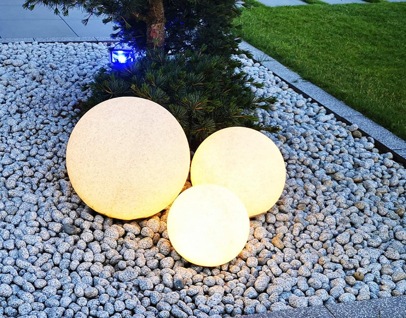 Trango 2er Set 250GB IP65 Gartenkugel inkl. je 1x E27 LED Leuchtmittel in Granitstein-Optik *NATURE*