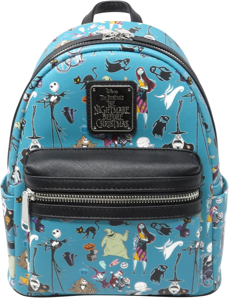 Loungefly Disney The Nightmare Before Christmas Allover Print Womens Double Strap Shoulder Bag Purse