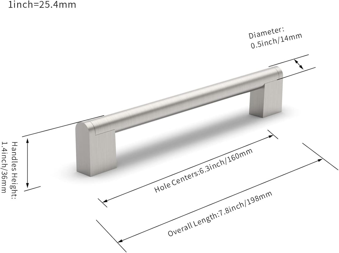 FURNIWARE 10 Stück Möbelgriffe, 160mm Bohrlochabstand Edelstahl Möbelgriffe Schrankgriffe Küche Kabi