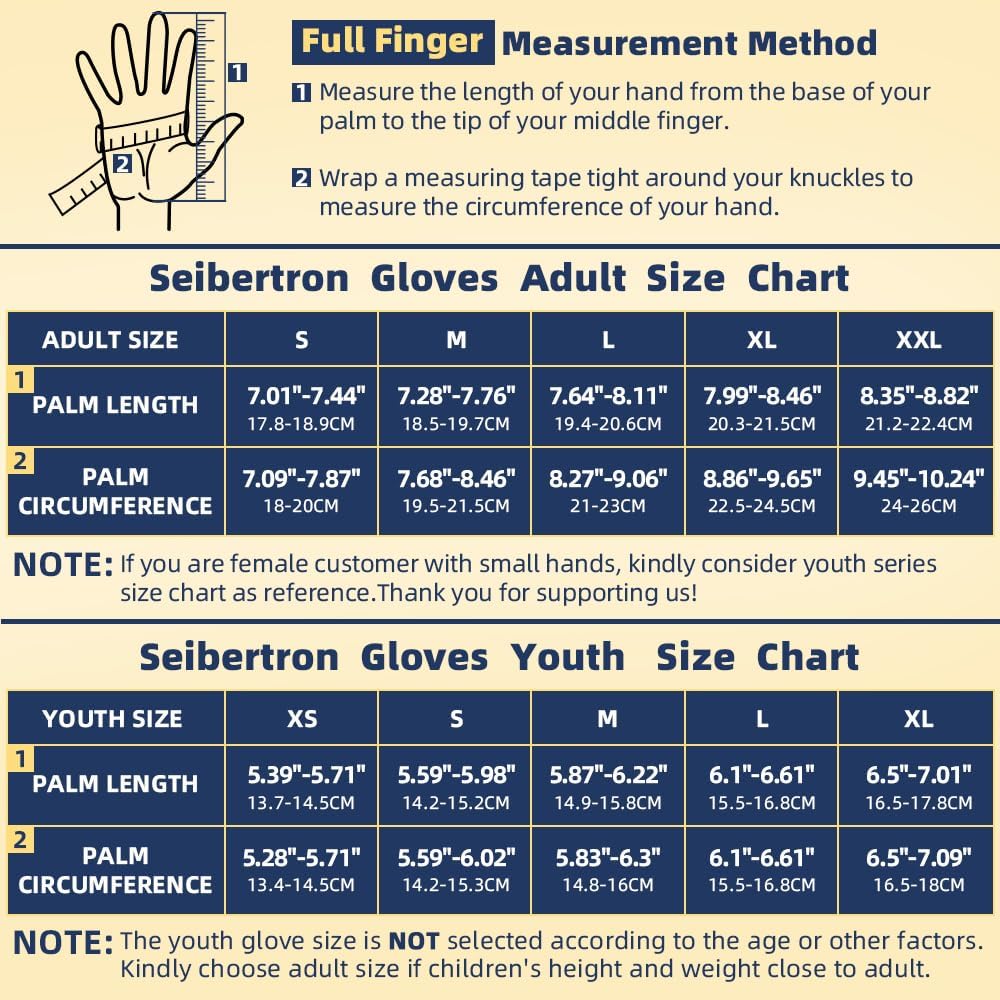Seibertron Lineman 2.0 Padded Palm Football Receiver Gloves, Flexible TPR Impact Protection Back of