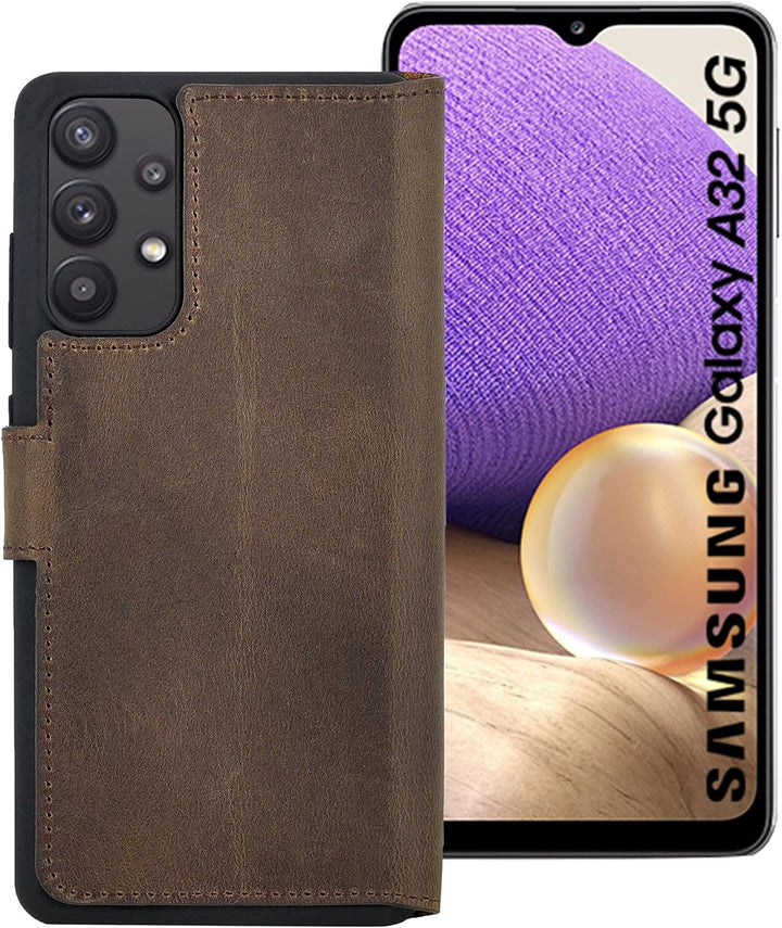Suncase Book-Style Hülle kompatibel mit Samsung Galaxy A32 5G (Nicht für A32 4G) Leder Tasche (Slim-