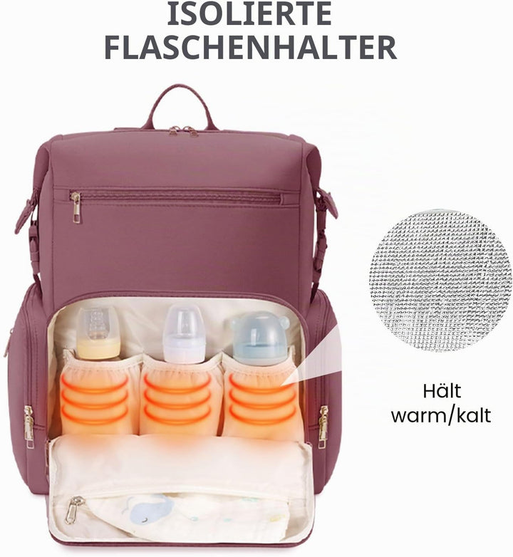 CEI-CEI Baby Wickeltasche/Rucksack mit Isolierter Flaschentasche, Wasserdichtes Neoprengewebe, Wicke