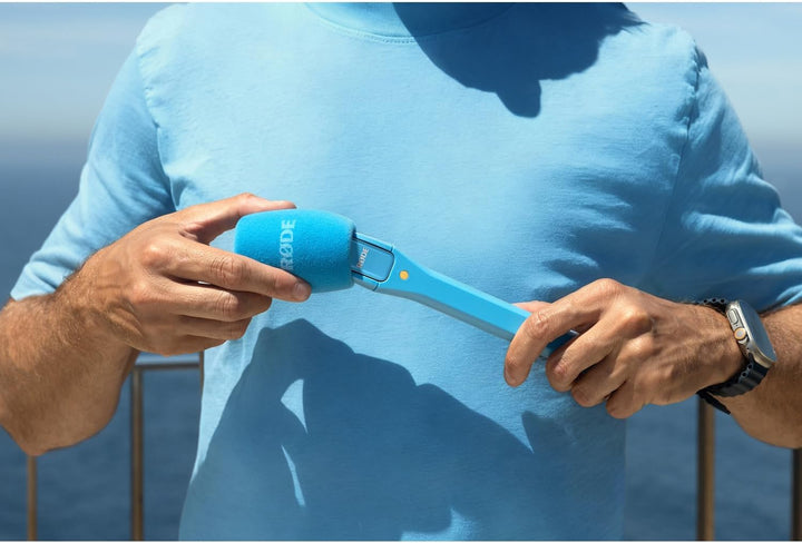 Rode Wireless Micro Drahtloses Mikrofon-System USB-C Blau mit Interview Micro Handadapter Blau und k