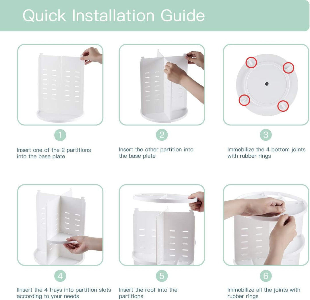 seinlife Um 360 Grad drehbarer Make-up-Organizer, verstellbarer Drehhalter, faltbare Kosmetik-Aufbew