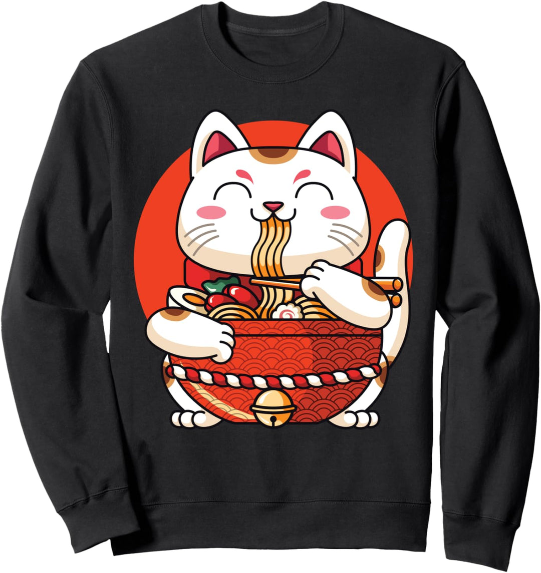 Ramen Maneki Neko Katze Sweatshirt