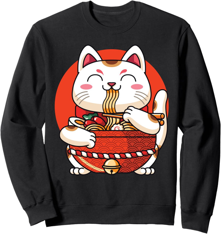 Ramen Maneki Neko Katze Sweatshirt