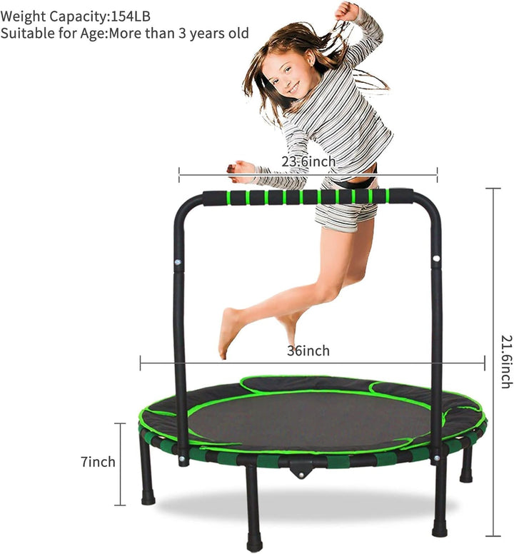 Trampolin Kinder Indoor Outdoor Ø91cm, Mini Trampolin Jumping Fitness Trampolin faltbar Gartentrampo