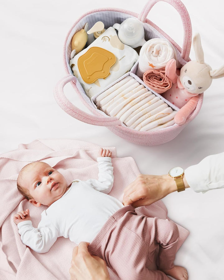 Maliton Wickeltisch Organizer，Baby Organizer Korb，Aufbewahrungskorb für den Wickeltisch，Windel Caddy