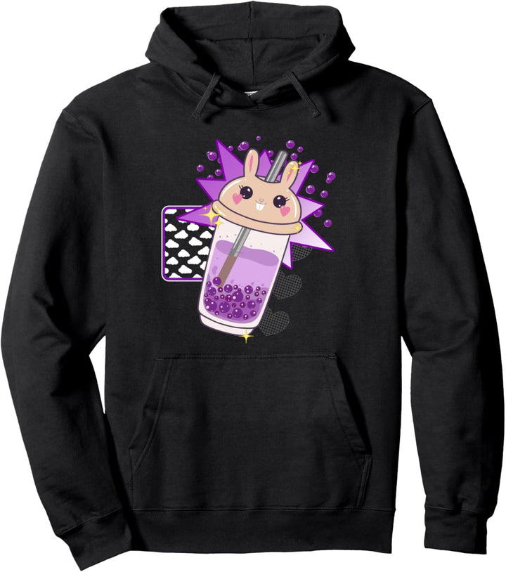 Niedlicher Kawaii-Boba-Tee-Hasen-Bubble-Tee, japanischer Anime-Mädchen Pullover Hoodie